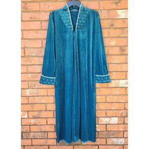 Long Sleeve Velvet Maxi Half Zipper Closure Jade Robe Ladies Size XL
